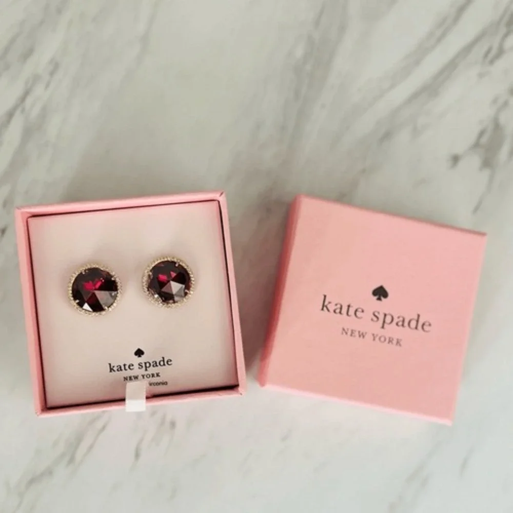 KATE SPADE NEW YORK she has spark halo studs earrings, Fuchsia/Purple,‎ NWT - Picture 5 of 12